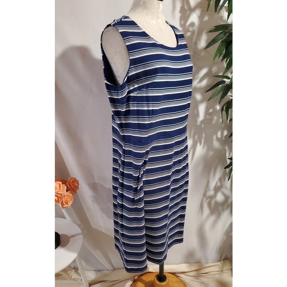 Lands End Striped Sleeveless Sheath Dress Plus Size 18 Nautical Coastal Pockets - Picture 4 of 11